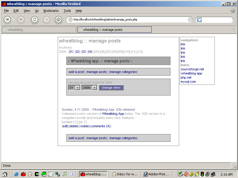 The post management interface.